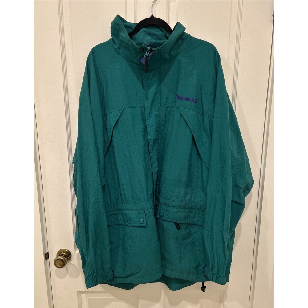 Retro Timberland Weathergear Mens XL Coat‎ Green Full Zip Lightweight Jacket